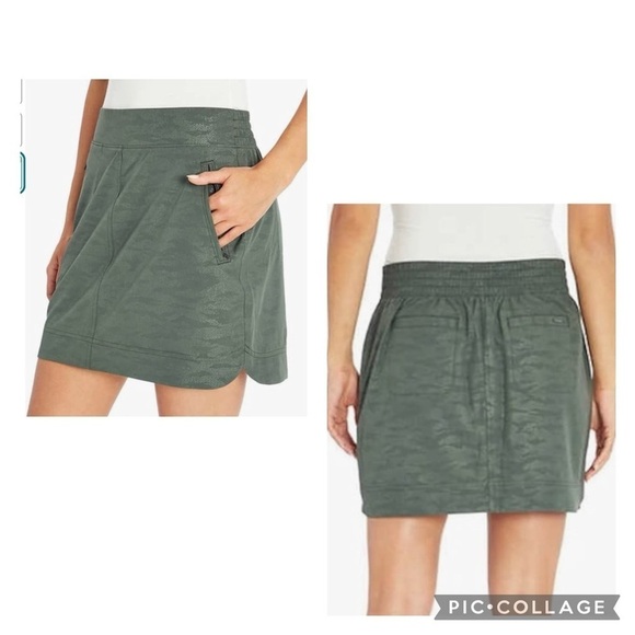 ORVIS Women’s Classic Green Camo Embossed Pull-On Travel Skort Pockets Size L - Picture 1 of 6